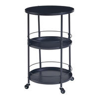 SERVIERWAGEN Munkedal - Schwarz, Metall (45/75/45cm) - [en.casa]