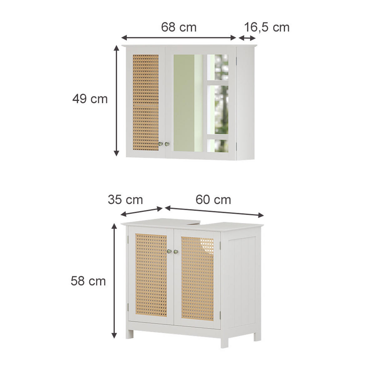BADMÖBEL-SET Rosario Weiß 2 teilig - Weiß, Holzwerkstoff (60/58/35cm) - Vicco