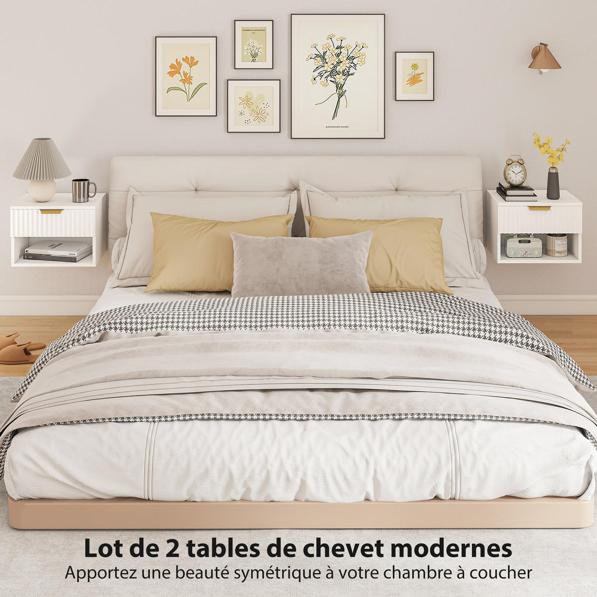 NACHTTISCH Weiß MDF wandhängend mit Schublade 2er-Set - Weiß, Holzwerkstoff (40/29/34cm) - PANGIVO