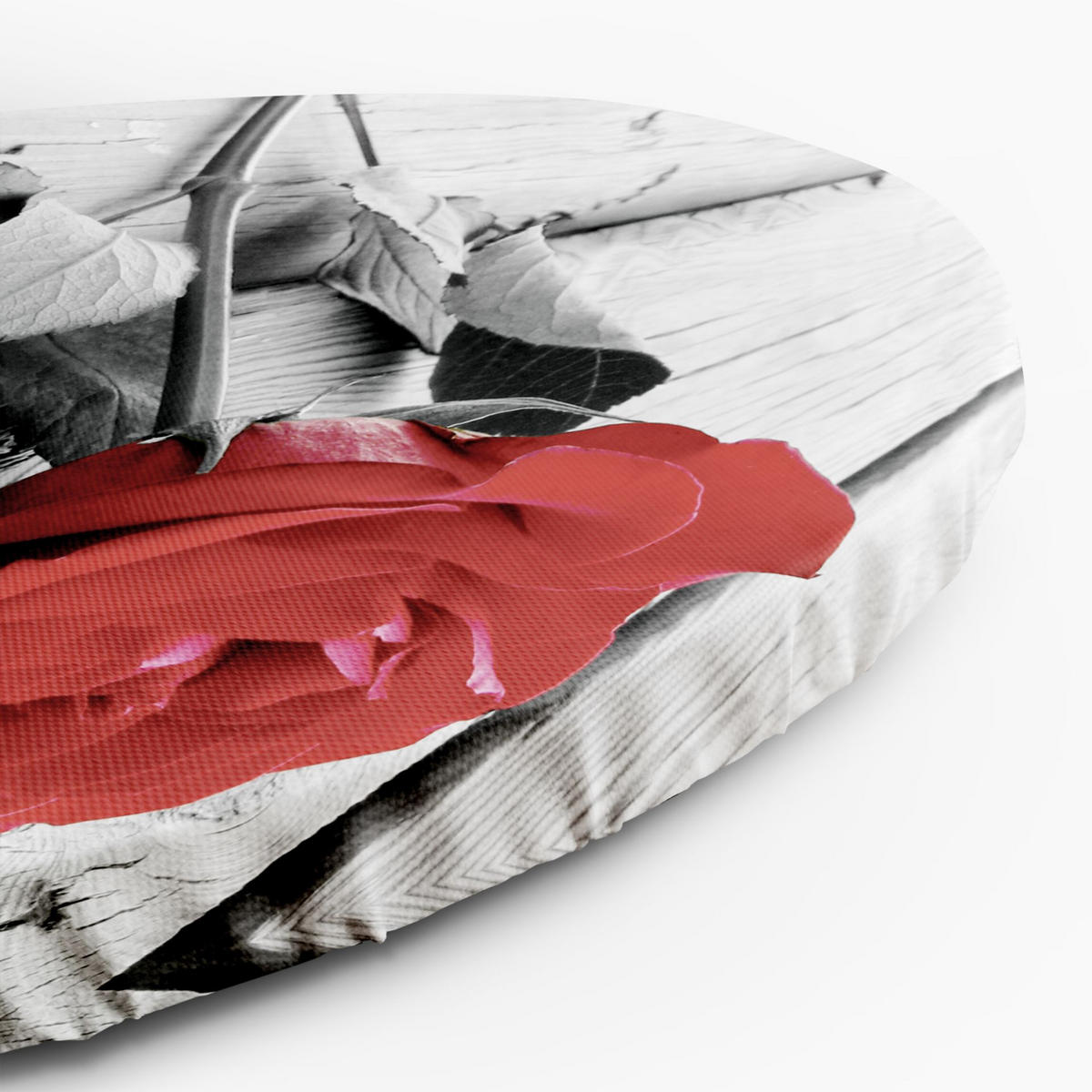 RUNDES BILD Grau 40/40 cm - Rot/Grau, Textil (40/40cm) - KUNSTLOFT