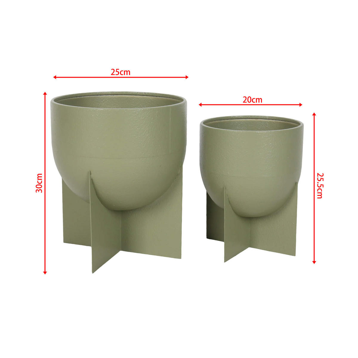 PFLANZENTOPF Grün 30/25/25 2er-Set - Grün, Metall (30cm) - Mobili Rebecca