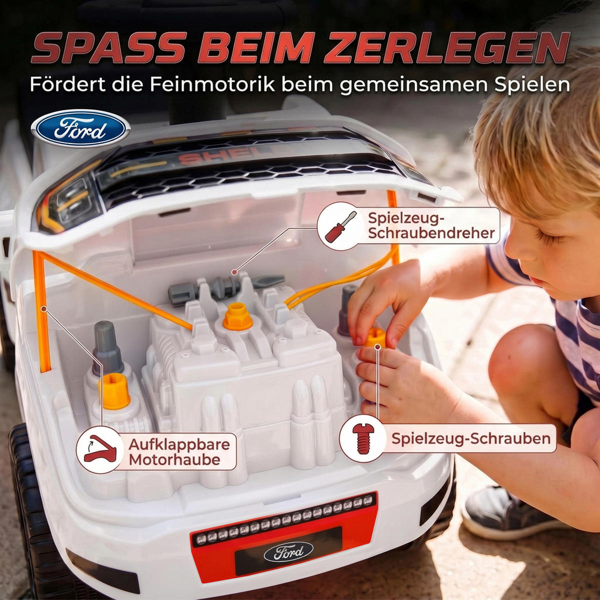 RUTSCHAUTO-FÜR-KINDER PP Weiß - Weiß, Kunststoff (80/25.5/33cm) - AIYAPLAY