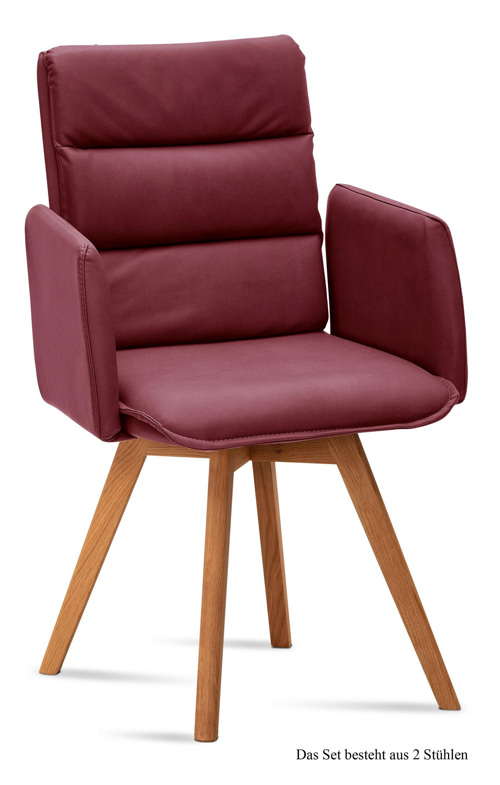 ARMLEHNSTUHL (2er-Set) Dodie 52x92x60 Eiche geölt/Marsala - Eichefarben/Brombeere, Kunststoff (60/92/52cm) - 58aufmkessel