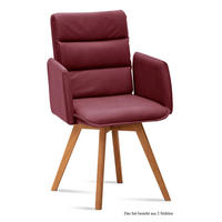 ARMLEHNSTUHL (2er-Set) Dodie 52x92x60 Eiche geölt/Marsala - Eichefarben/Brombeere, Kunststoff (60/92/52cm) - 58aufmkessel