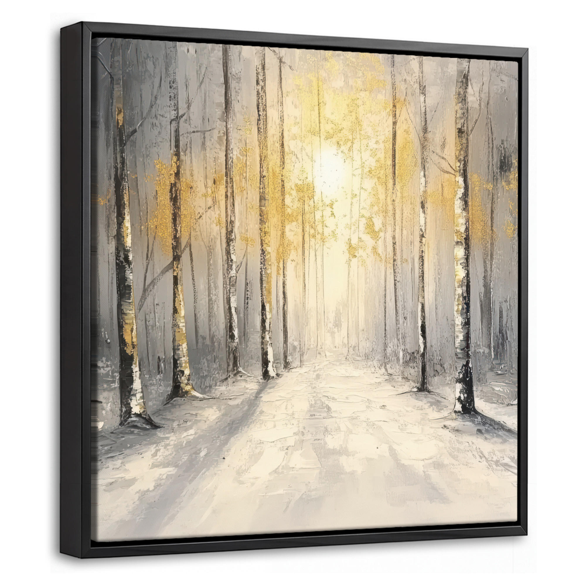 LEINWAND Bilder mit Rahmen - Winter - Abstrakt - Schnee - Natur - Sonne - 20x20 - Grau, Textil (20/20cm) - MuchoWow