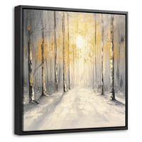 LEINWAND Bilder mit Rahmen - Winter - Abstrakt - Schnee - Natur - Sonne - 20x20 - Grau, Textil (20/20cm) - MuchoWow