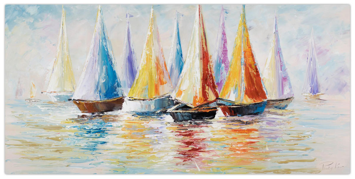 ÖLGEMÄLDE 120/60 cm - Multicolor/Weiß, Holz/Textil (1.6/60cm) - KUNSTLOFT