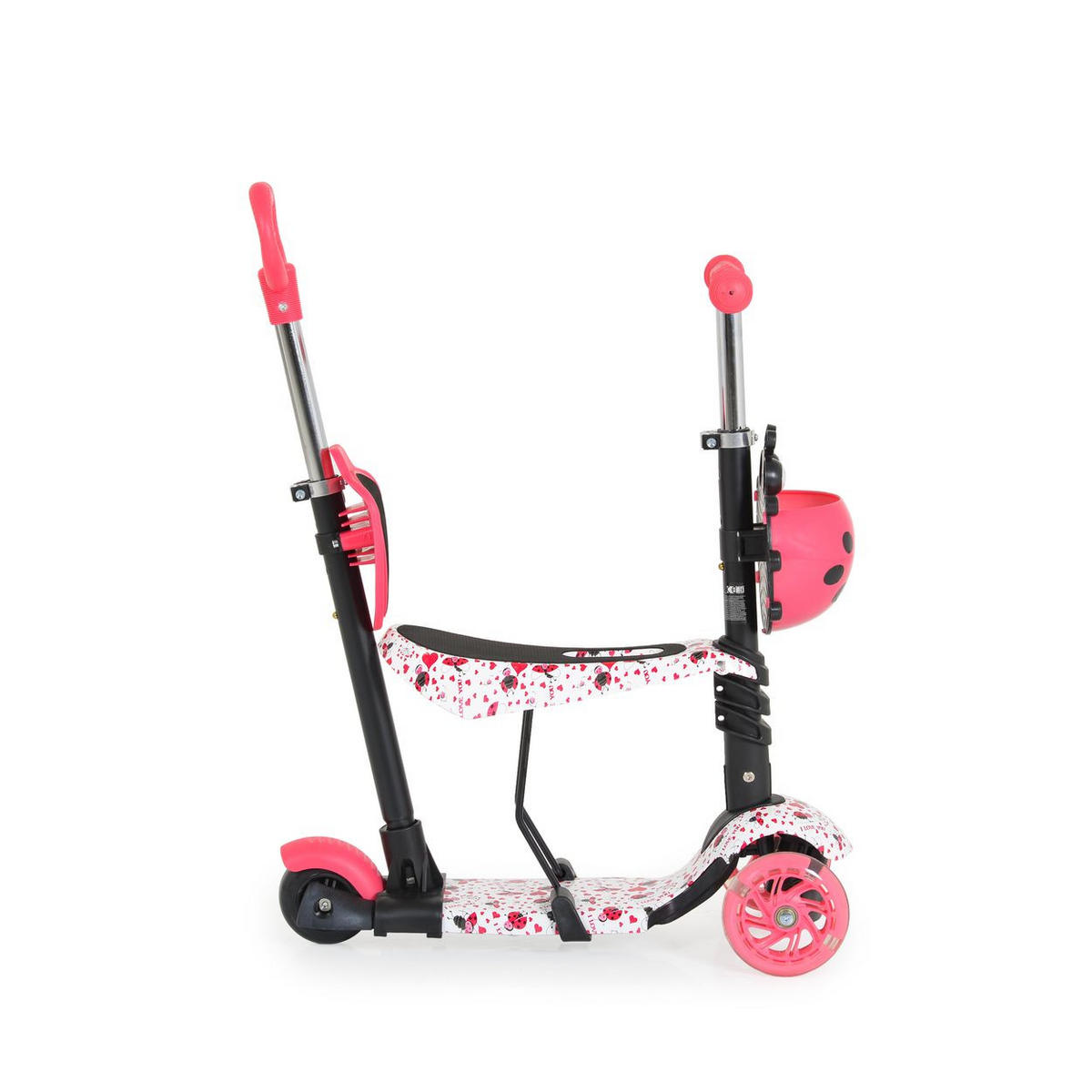 KINDERROLLER Lollipop 3 in 1 rot Schiebestange, Sitz, PU-Vorderräder mit LED - Rot, Kunststoff (59/26/84cm) - Moni