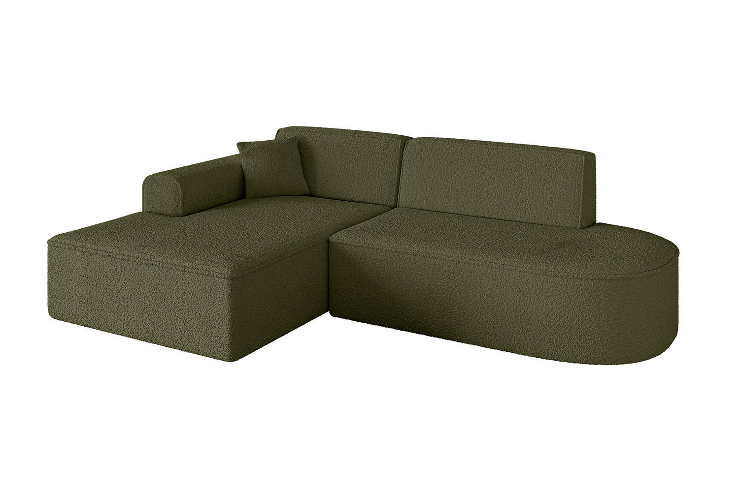 ECKSOFA Ottomane Links IREA-L1-v3 - 232x165x77 cm Grün - Platinfarben, Holzwerkstoff/Textil (232/165cm) - ALTDECOR