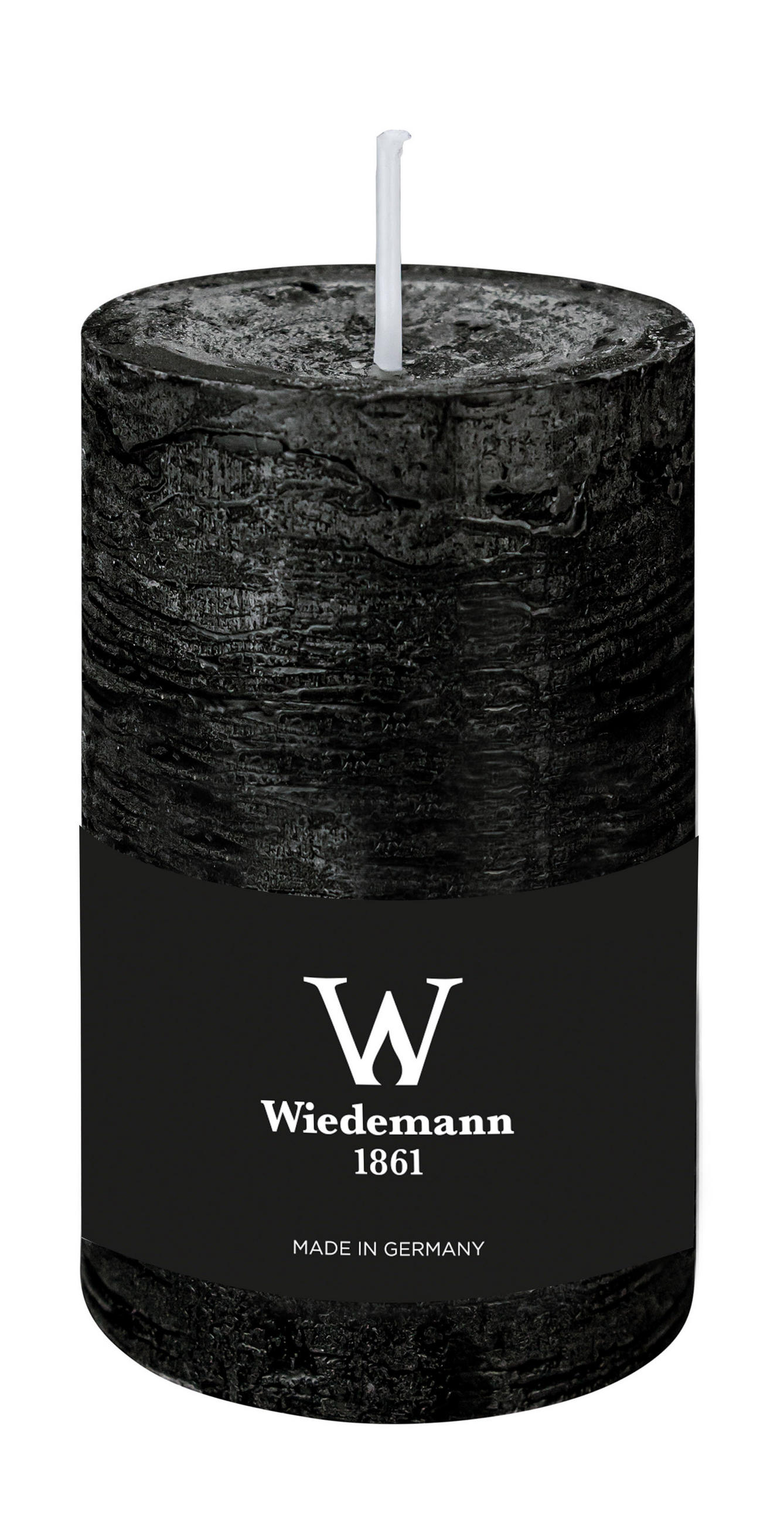 STUMPENKERZE Rustik Marble Style Schwarz 130 x Ø 68 mm, 1 Stück - Schwarz, Paraffin (13cm) - Wiedemann Kerzen