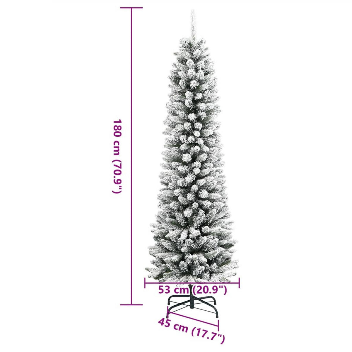 WEIHNACHTSBAUM 53/53/180 Cm Weiss Pvc - Weiß, Kunststoff (180cm) - vidaXL