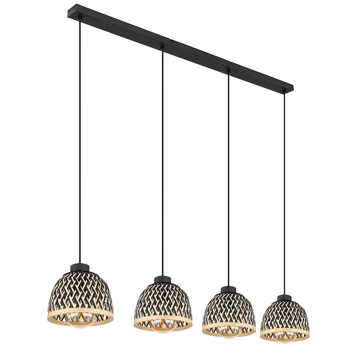 HÄNGELEUCHTE Metall Bambus Braun COLLY - Schwarz, Holz (119/20/120cm) - Globo Lighting