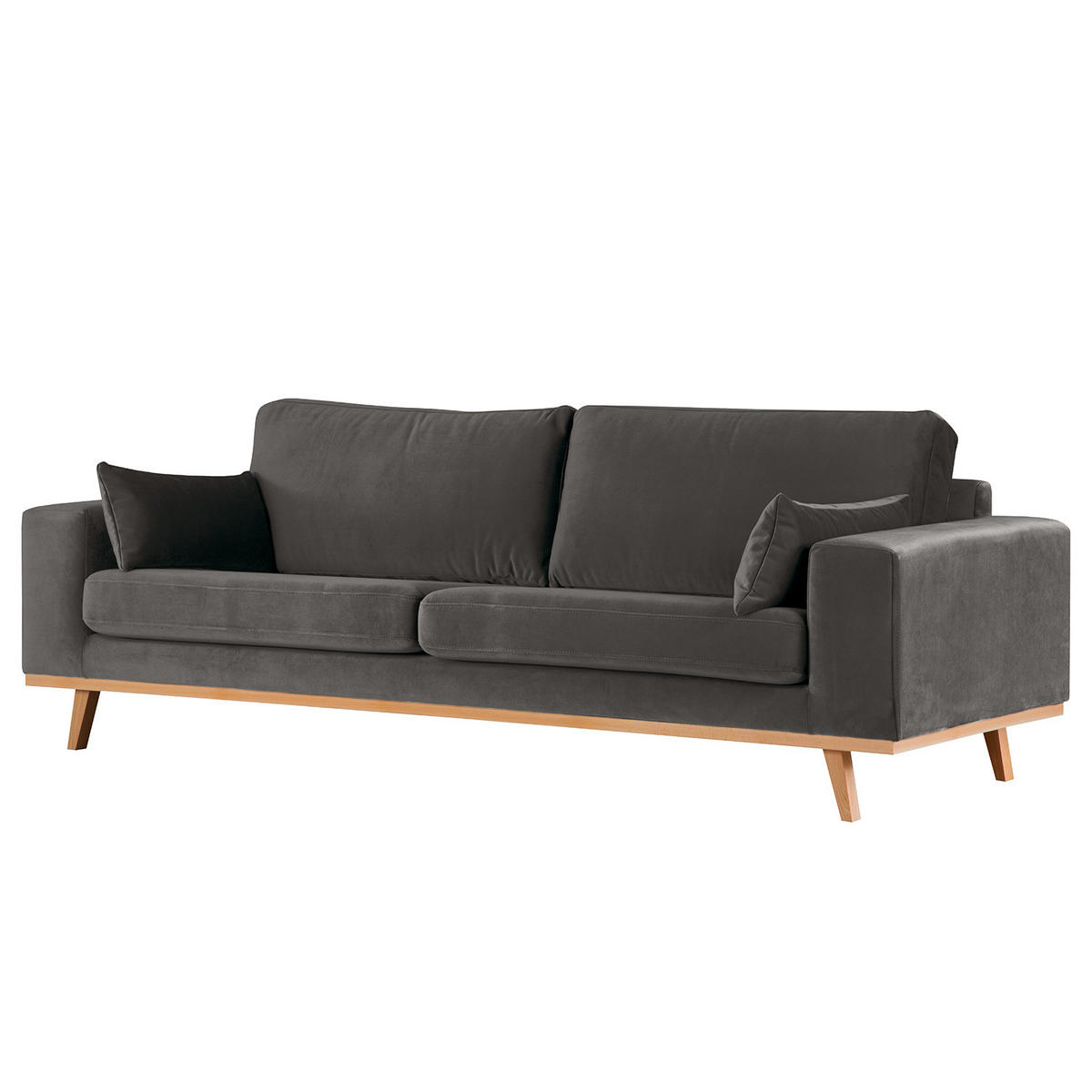 2-SITZER SOFA - Dunkelgrau/Buchefarben, Textil (197/81/88cm) - home24