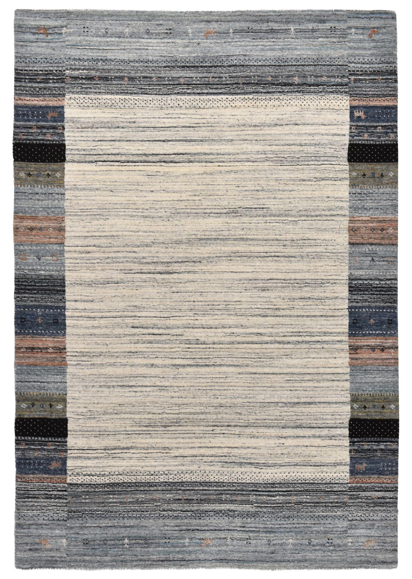 WOLLTEPPICH Nebraska mit Bordüre 60x90 cm - Multicolor, Textil (60/90cm) - THEKO