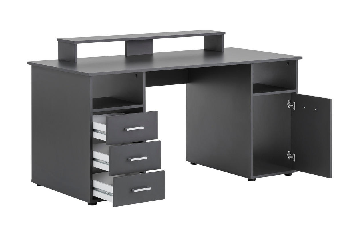 SCHREIBTISCH Fox Large 86x150x70 cm mit Flügeltür Anthrazit - Anthrazit, Holz (70/150/86cm) - PROREGAL