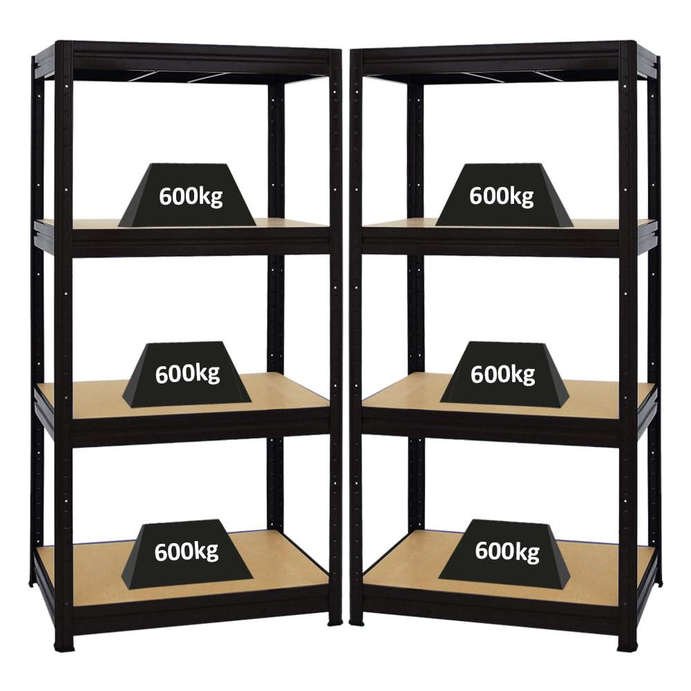 SCHWERLASTREGAL Dino 2er-Set mit 2x 180x90x60 cm Fachlast 600 kg Schwarz - Schwarz, Metall (180/180/60cm) - PROREGAL