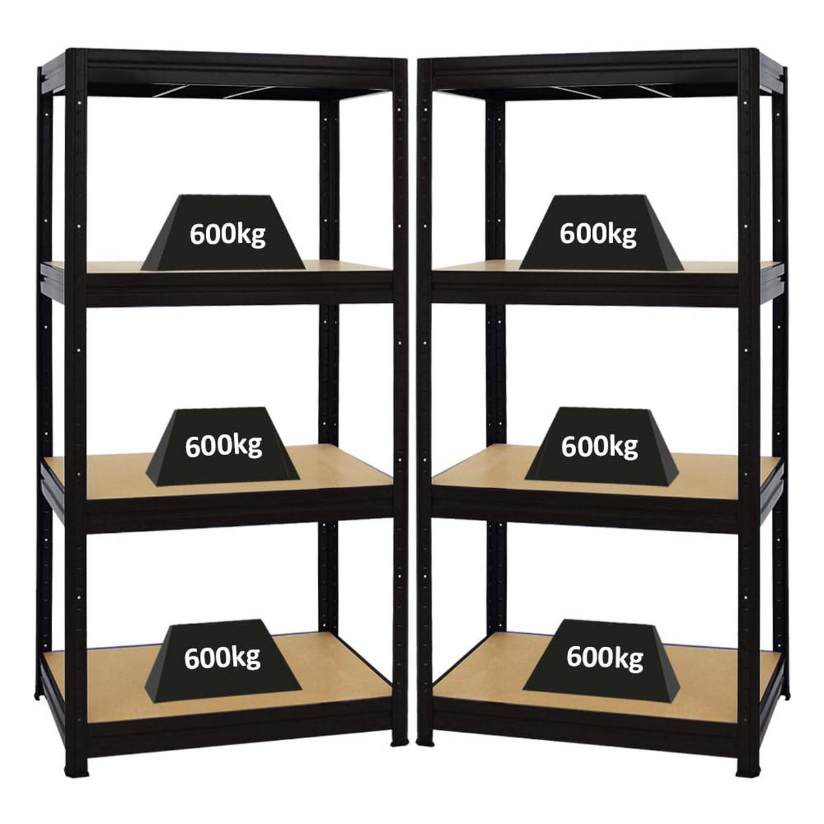 SCHWERLASTREGAL Dino 2er-Set mit 2x 180x90x60 cm Fachlast 600 kg Schwarz - Schwarz, Metall (180/180/60cm) - PROREGAL