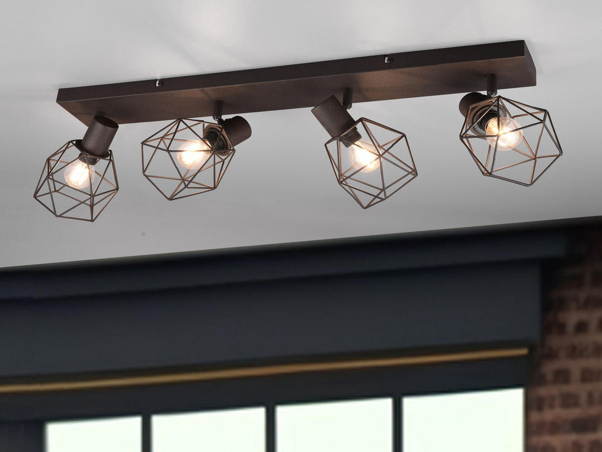 DECKENSTRAHLER 4-flammig Industrial Rostoptik, Breite 70cm - Rostfarben, Metall (9/70/14cm) - meineWunschleuchte