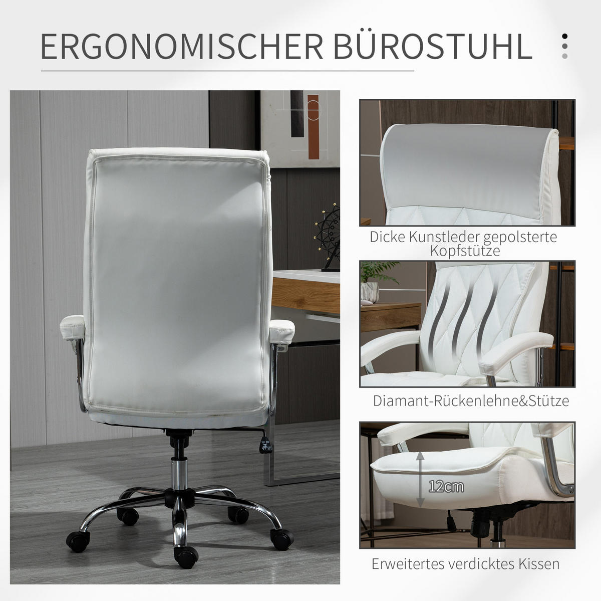 GAMINGSTUHL 66/121/69 cm Weiß aus Metall höhenverstellbar - Weiß, Metall (69/121/66cm) - OKMYHOME