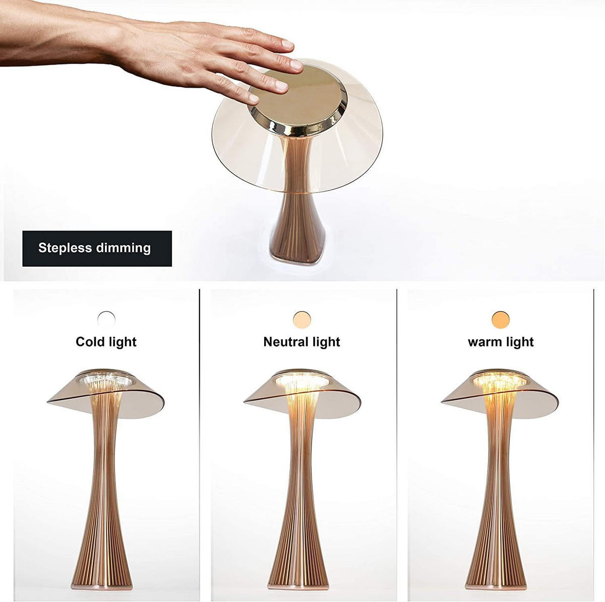 LED-TISCHLEUCHTE schlank 15.1/15.1/27.4 cm - Goldfarben, Metall (15.1/15.1/27.4cm) - Nettlife