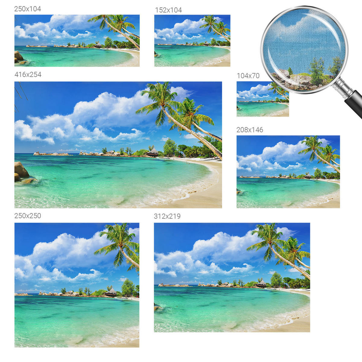 FOTOTAPETE 208x146 cm - Tropisches Paradies - Blau, Textil (208/146cm) - Wallfluent