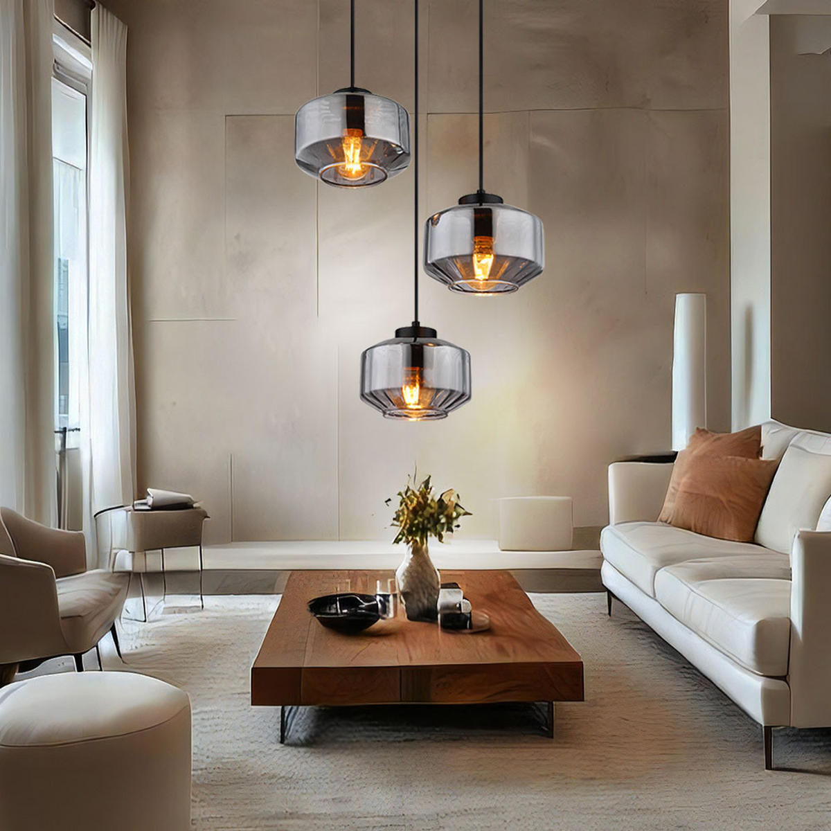 HÄNGELEUCHTE Metall Glas Schwarz - Schwarz, Glas (40/40/120cm) - Globo Lighting