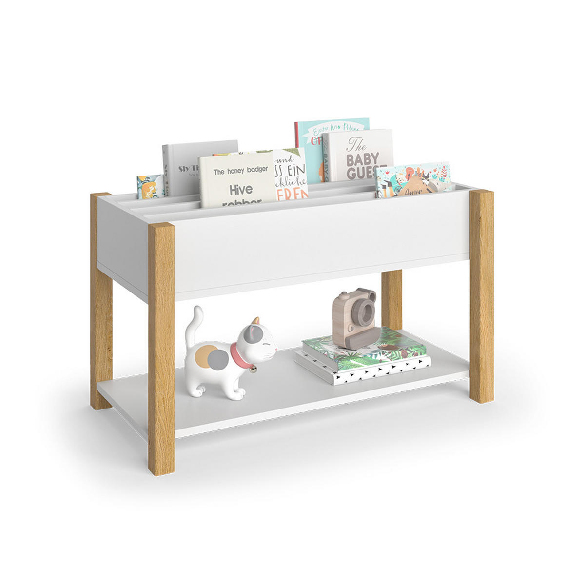 KINDERREGAL Malia Weiß/Eiche 80 x 46 cm - Eichefarben/Weiß, Holzwerkstoff (80/46/40cm) - VitaliSpa
