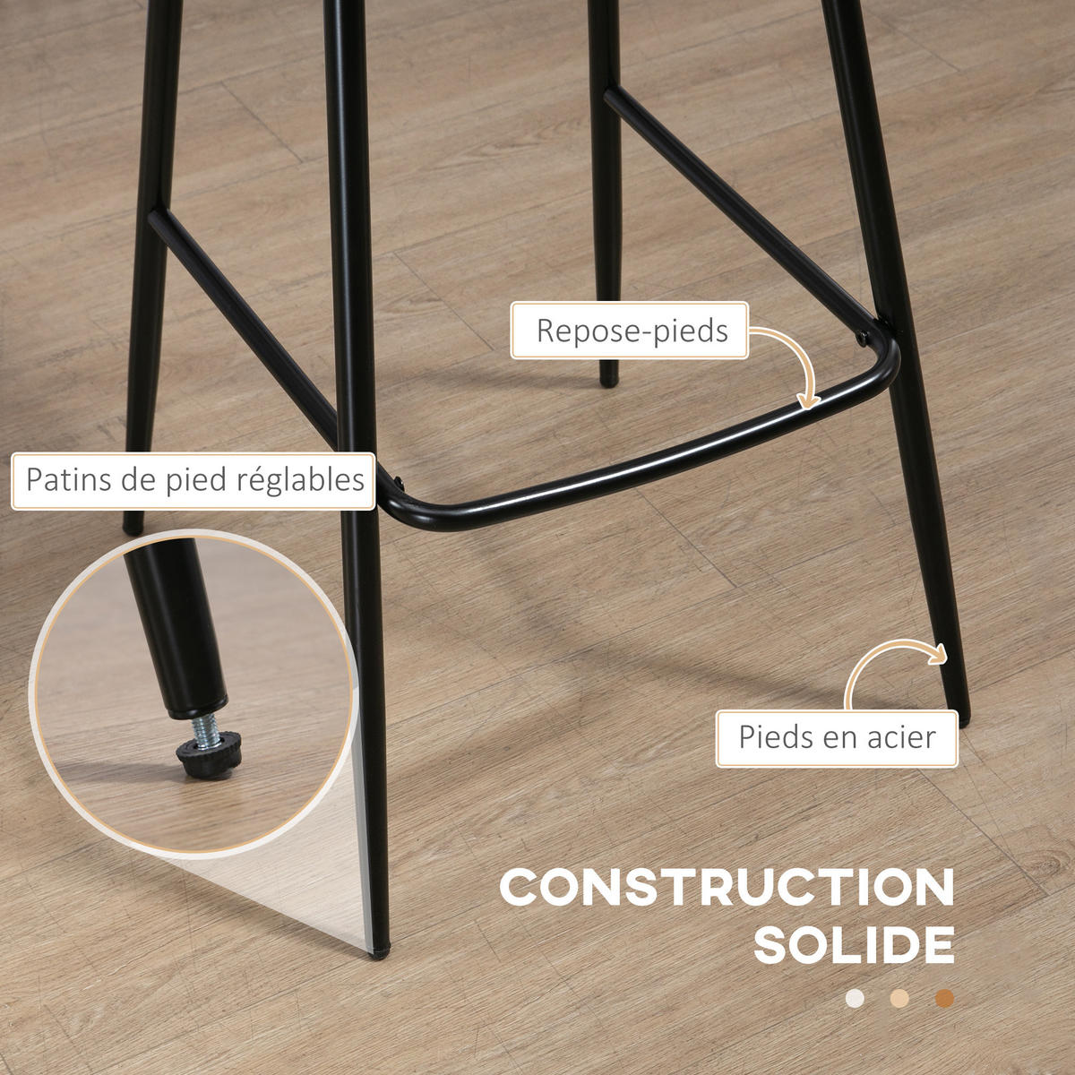 BARHOCKER 2er-Set DE-14720 76 cm Sitzhöhe mit Rückenlehne Braun - Braun, Metall (49/94.6/45cm) - ComfortXL
