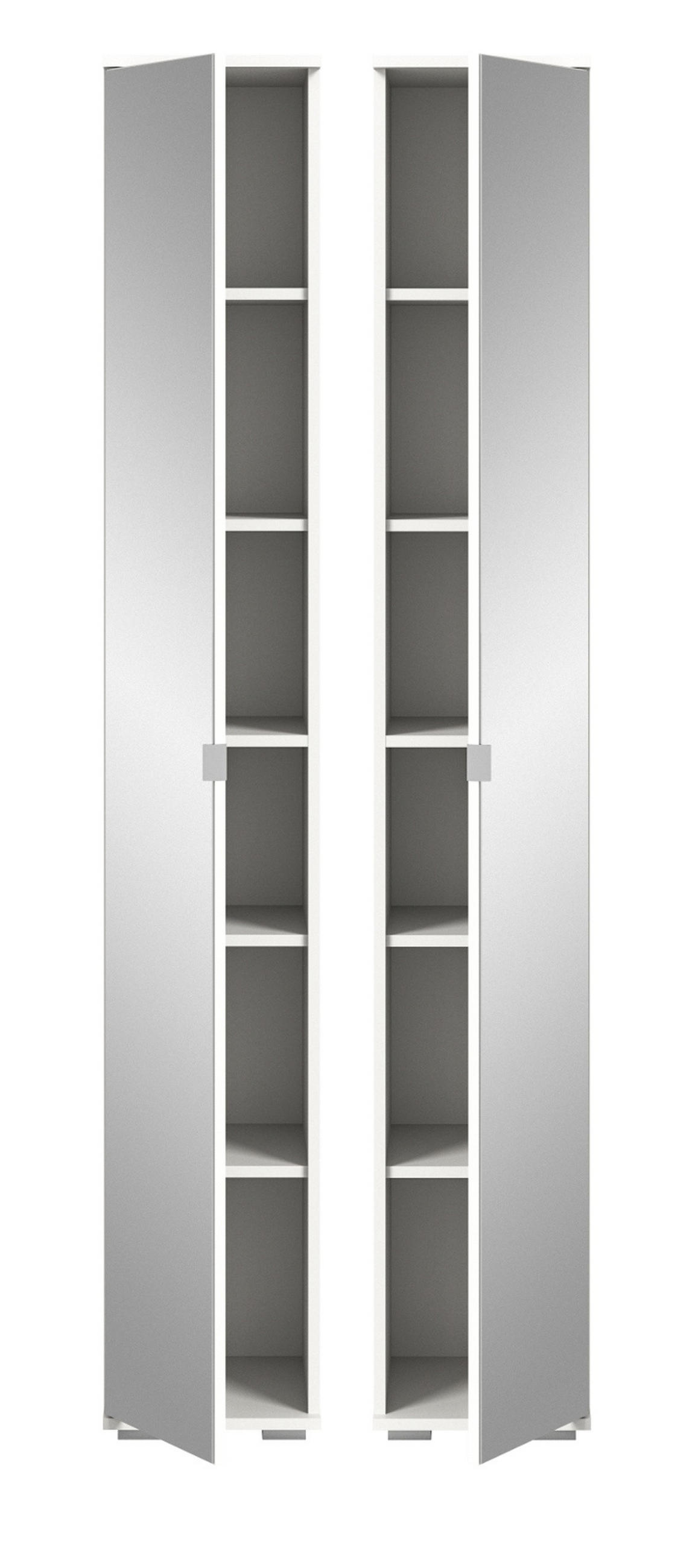 FLURSCHRANK weiß 30 cm, Schuhschrank mit Spiegel - Silberfarben/Weiß, Holzwerkstoff/Kunststoff (30/191/37cm) - Inn.Furn