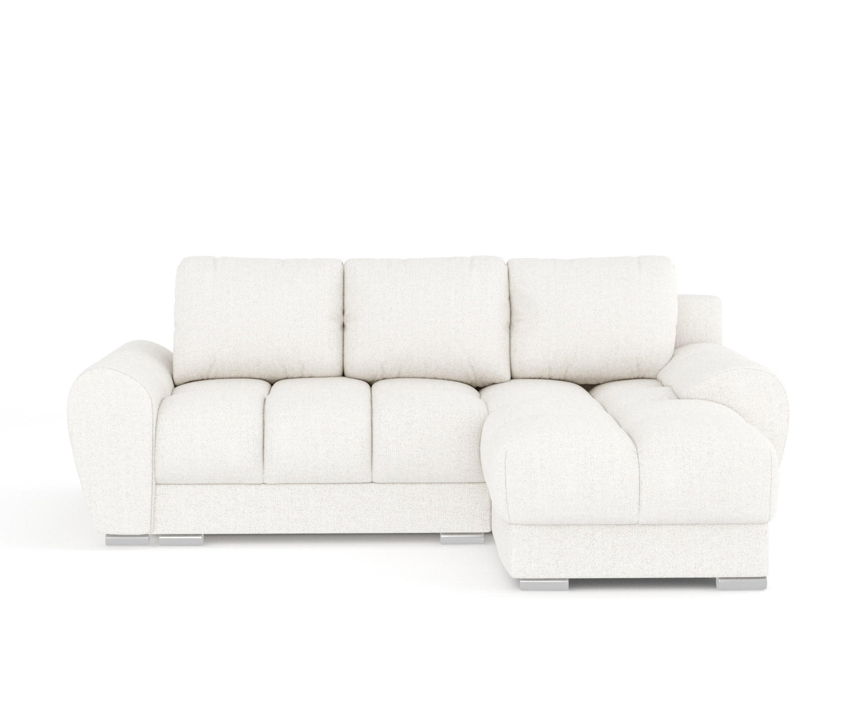 ECKSOFA MIT SCHLAFFUNKTION Peebles Creme Webstoff - Chromfarben/Creme, Holz/Holzwerkstoff (256/175cm) - Maison de Reve