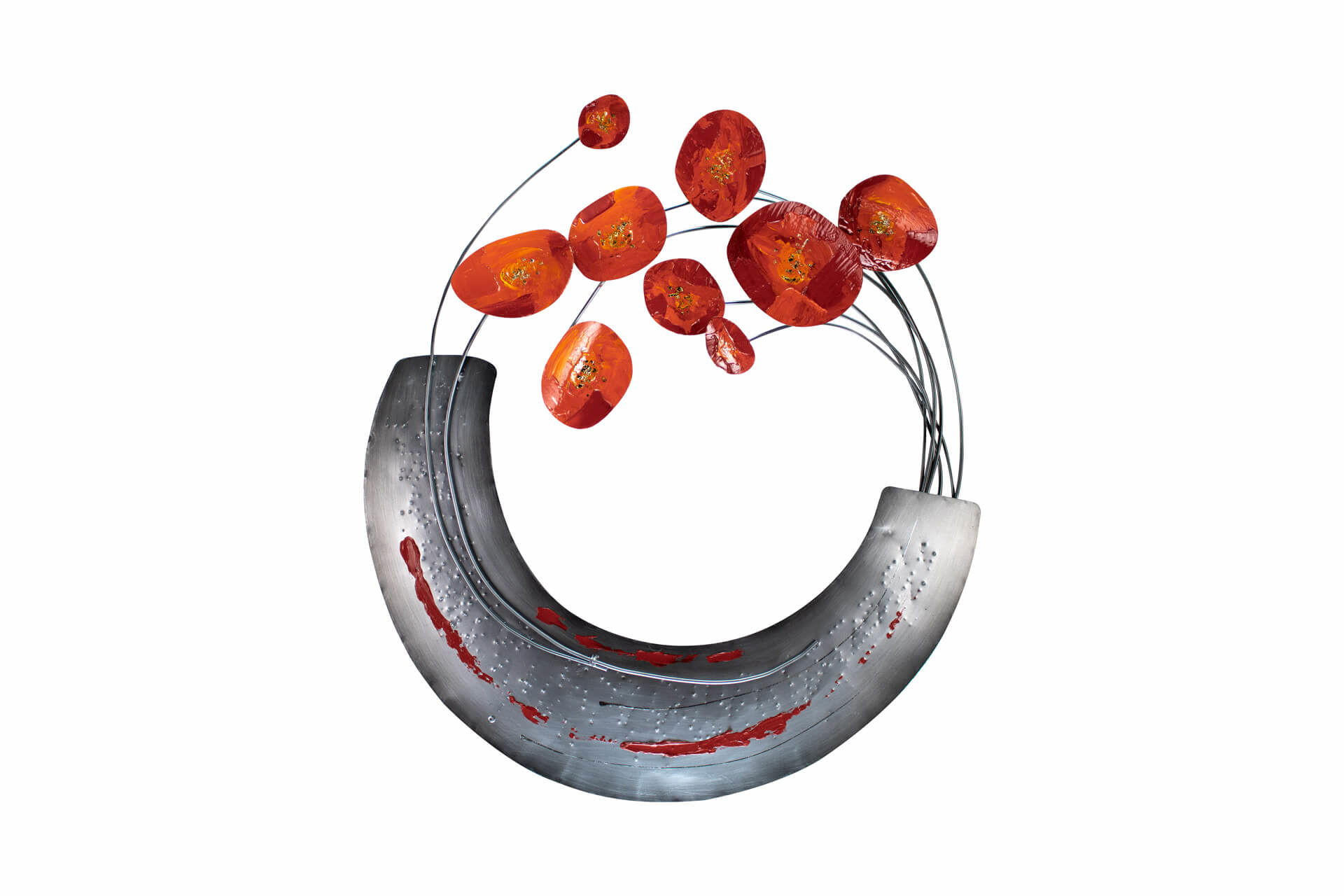KUNSTLOFT KOVOVÁ NÁSTĚNNÁ DEKORACE ŠEDÁ/ČERVENÁ, 70/62 CM