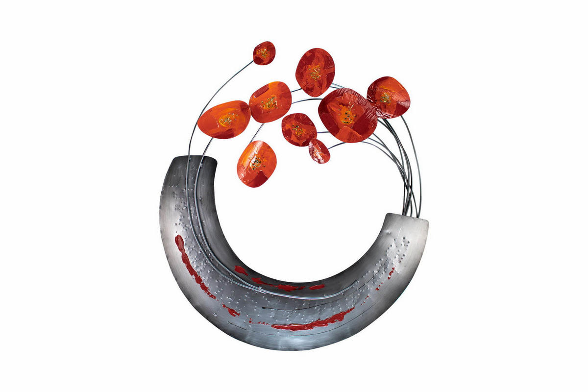 WANDDEKO Rot 70/62 cm - Rot/Grau, Metall (1.5/62/5cm) - KUNSTLOFT