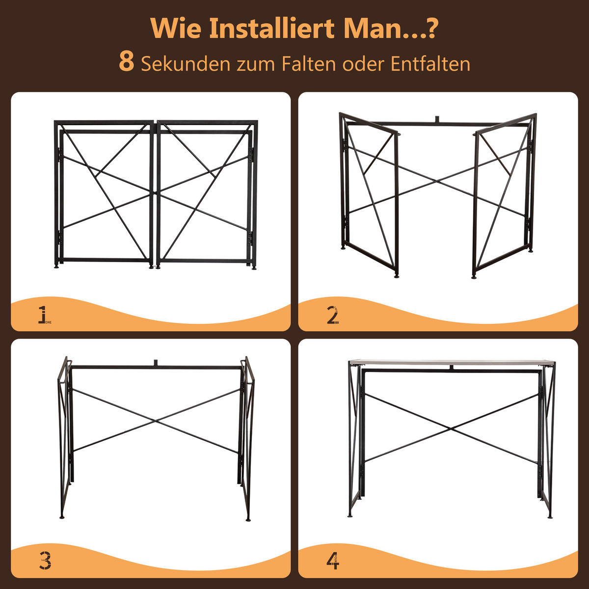 SCHREIBTISCH Klappbarer faltbar platzsparend Homeoffice Computertisch kompakt modern - Naturfarben, Holzwerkstoff/Metall (99/50/75cm) - EVRYAE