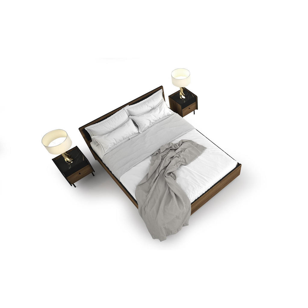 Thumbnail - Bettso Nachttisch, Schwarz, Walnuss, Holzwerkstoff, 2 Schubladen, 42x40x50 cm, Schlafzimmer, Nachttische