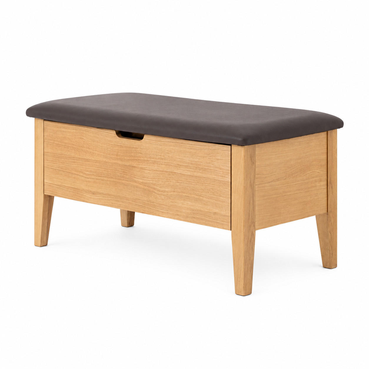 SITZBANK Oslo 90 cm, Eiche Natur, Leder Braun - Beige, Holz (90/42/42cm) - WOODEK