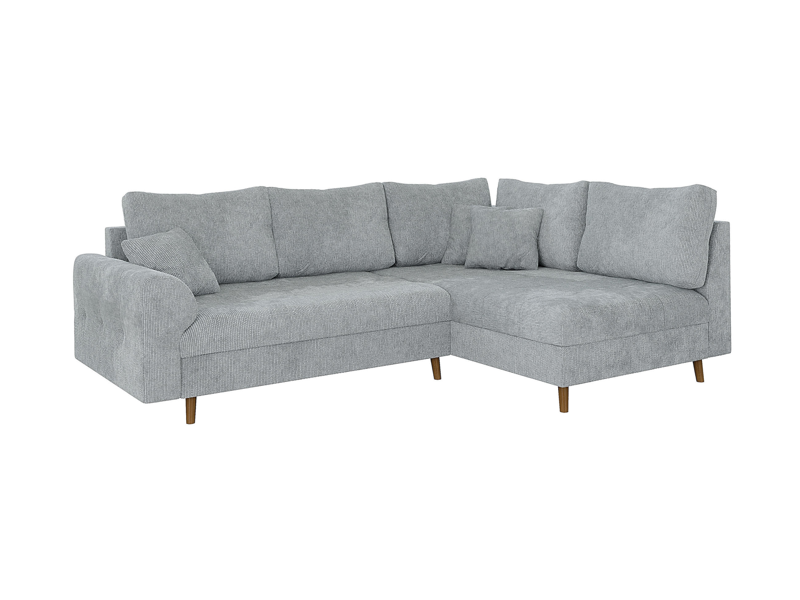 ECKSOFA Sigurd Hellgrau Chenille - Ottomane rechts - Hellgrau/Braun, Holz/Textil (231/161cm) - S-Style Möbel