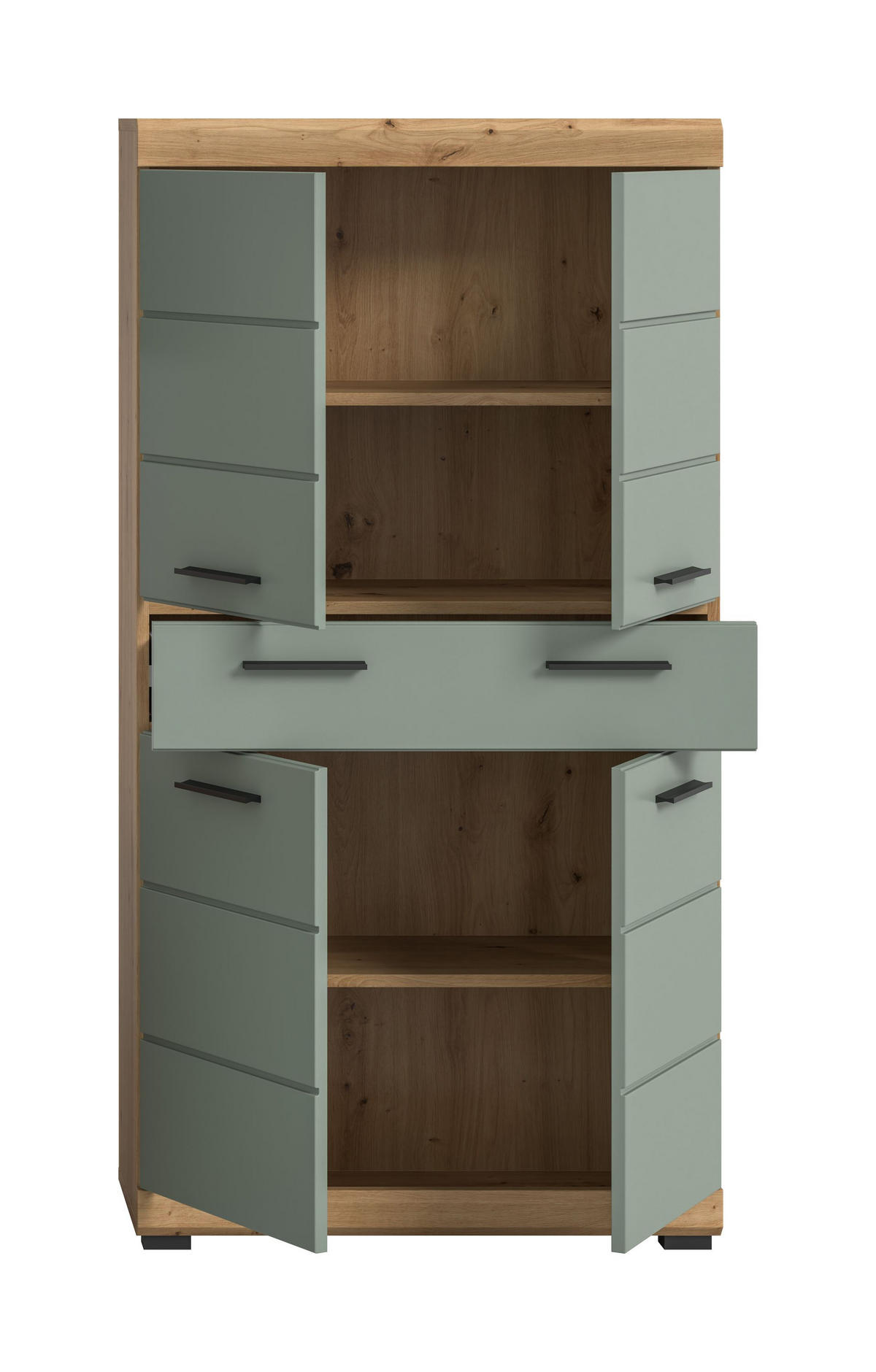 BADMIDISCHRANK Scout Bad in Artisan Eiche Nachbildung und Salbei Nachbildung B/H/T: 74x141x31 cm - Eiche Artisan, Holz (74/141/31cm)
