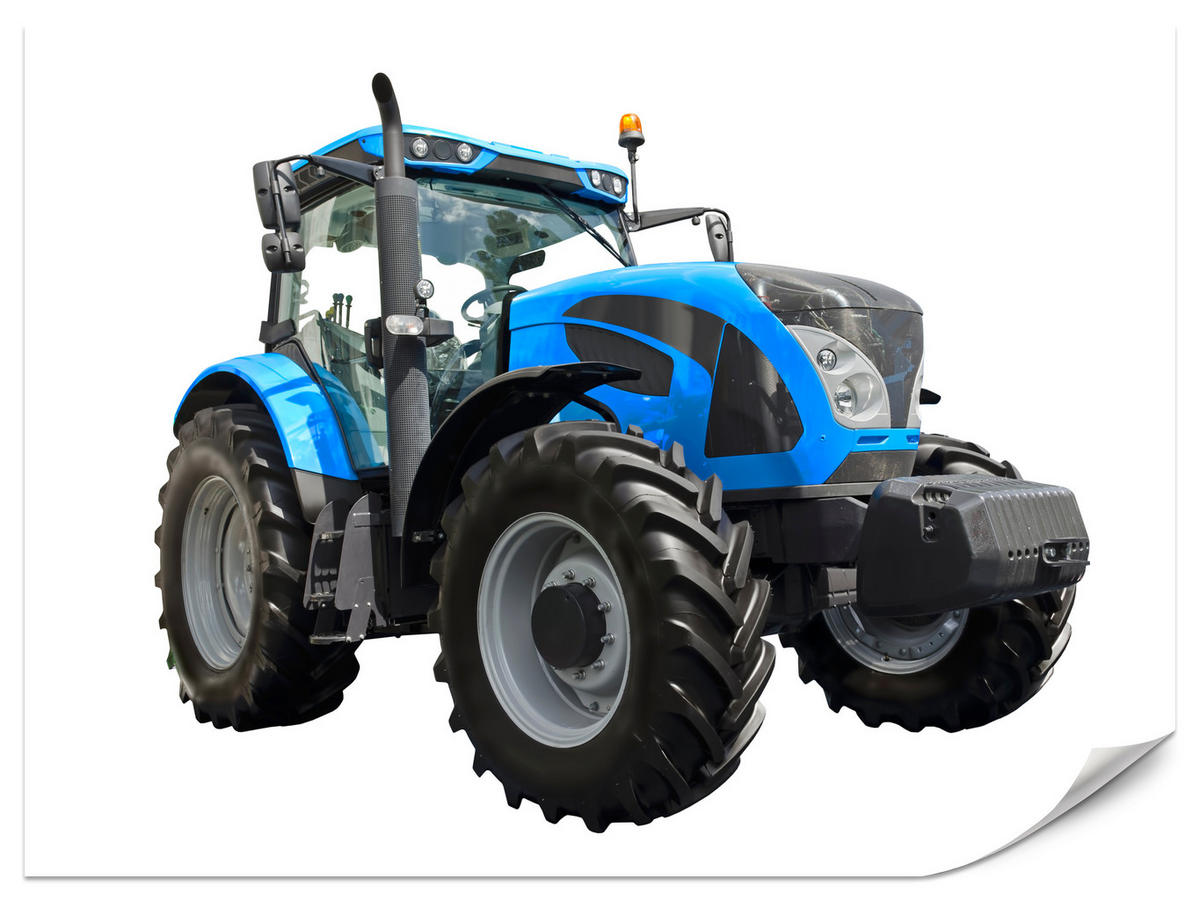 FOTOTAPETE für Jugendzimmer Blauer Traktor Landwirtschaft 350x256 - Blau/Schwarz, Papier (350/256cm) - Muralo