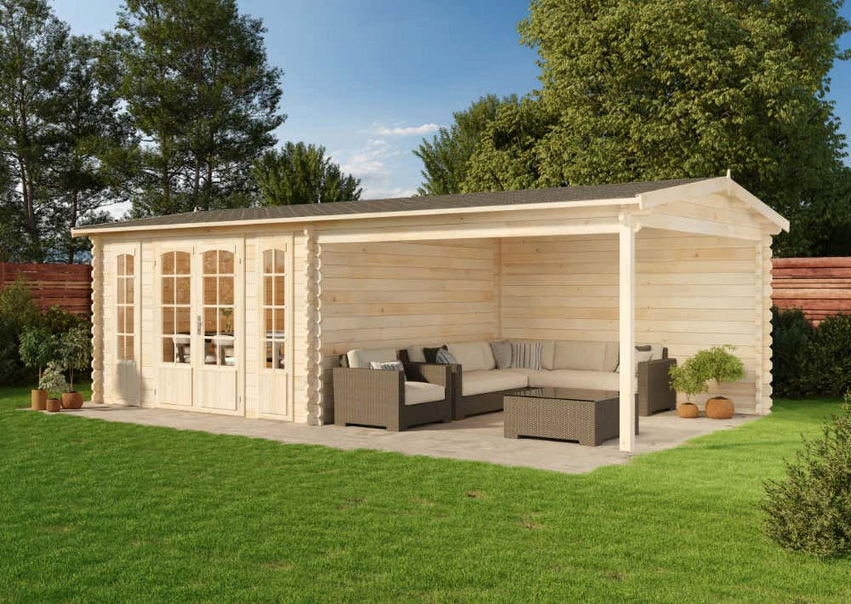 GARTENHAUS Holz Freiburg - Naturfarben, Holz (756/270/400cm) - Alpholz