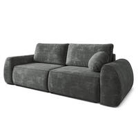 BETTSOFA ZEFEO Grau Chenille-Stoff mit Schlaffunktion - Grau, Textil (264/96/106cm) - MASSENO