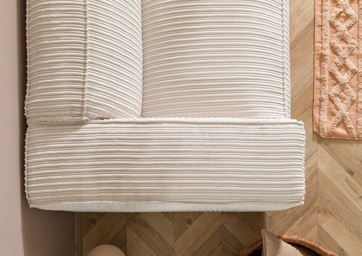 SOFA 3-Sitzer 286x103x69 Cord elfenbein VALENCIA - Beige, Holzwerkstoff (286/69/103cm) - Massivmoebel24