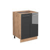KÜCHENUNTERSCHRANK Fame-Line Anthrazit Hochglanz 60 cm ohne AP - Honigeiche/Schwarz Hochglanz, Holzwerkstoff (60/82/51.6cm) - Vicco