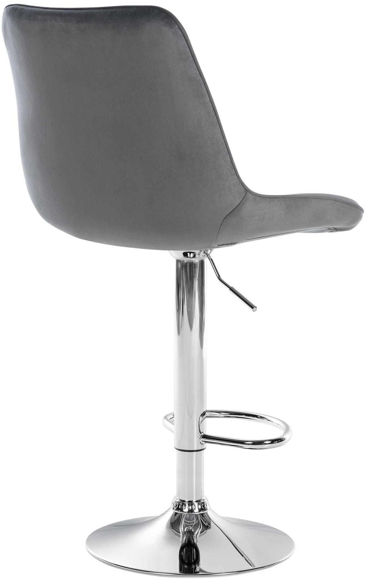 BARHOCKER Samt dunkelgrau - Chromfarben/Dunkelgrau, Textil/Metall (49.5/91/50cm) - CLP