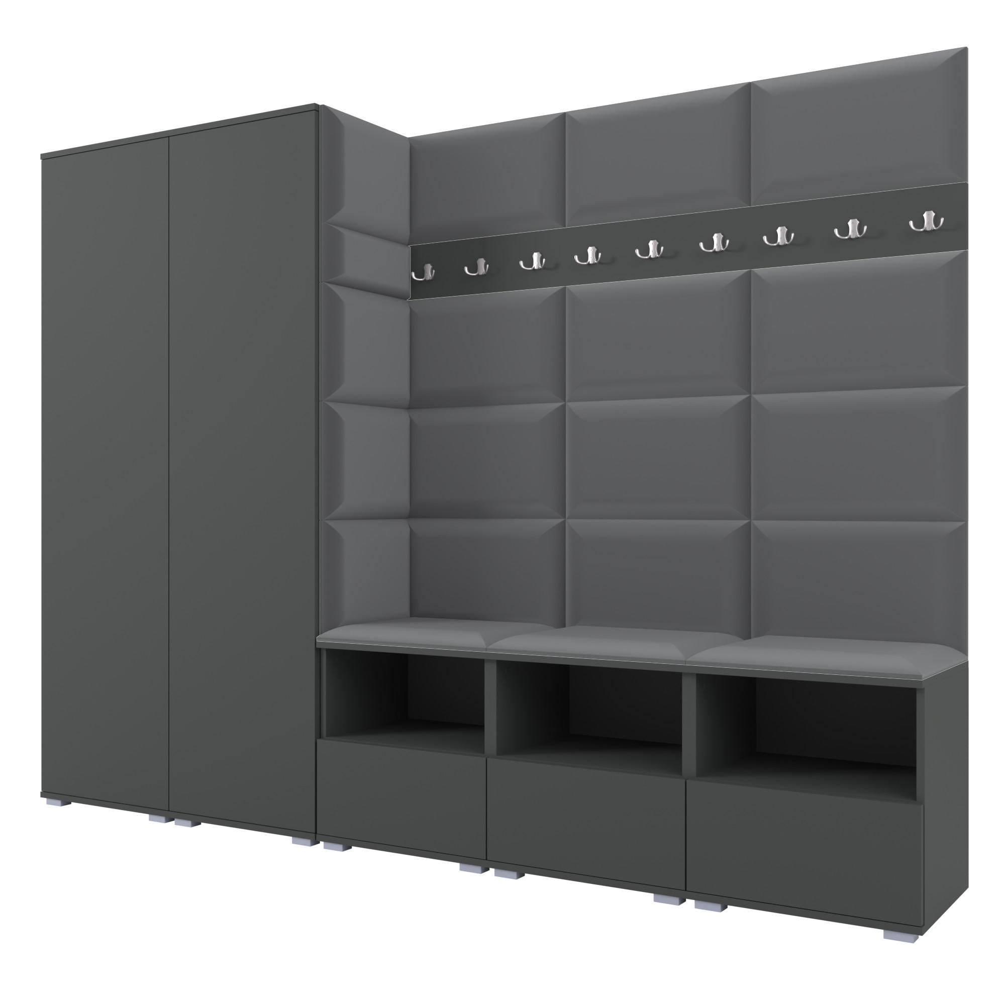 Ravio Garderobe Graphit, Dunkelgrau 250x187x40 cm