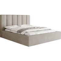 POLSTERBETT Amira mit Bettkasten, Beige Samt 140x200 cm - Ecru/Beige, Holz/Holzwerkstoff (140/200cm) - WFL GROUP