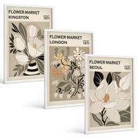 BILDER SET 3er Set - 40x60 cm Weißer Rahmen - Retro-Blumen aus Städten rund um die Welt - Weiß, Kunststoff (40/60cm) - TULUP