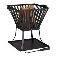 FEUERKORB - Schwarz, Kunststoff/Metall (56.5/56/45cm) - Relaxdays