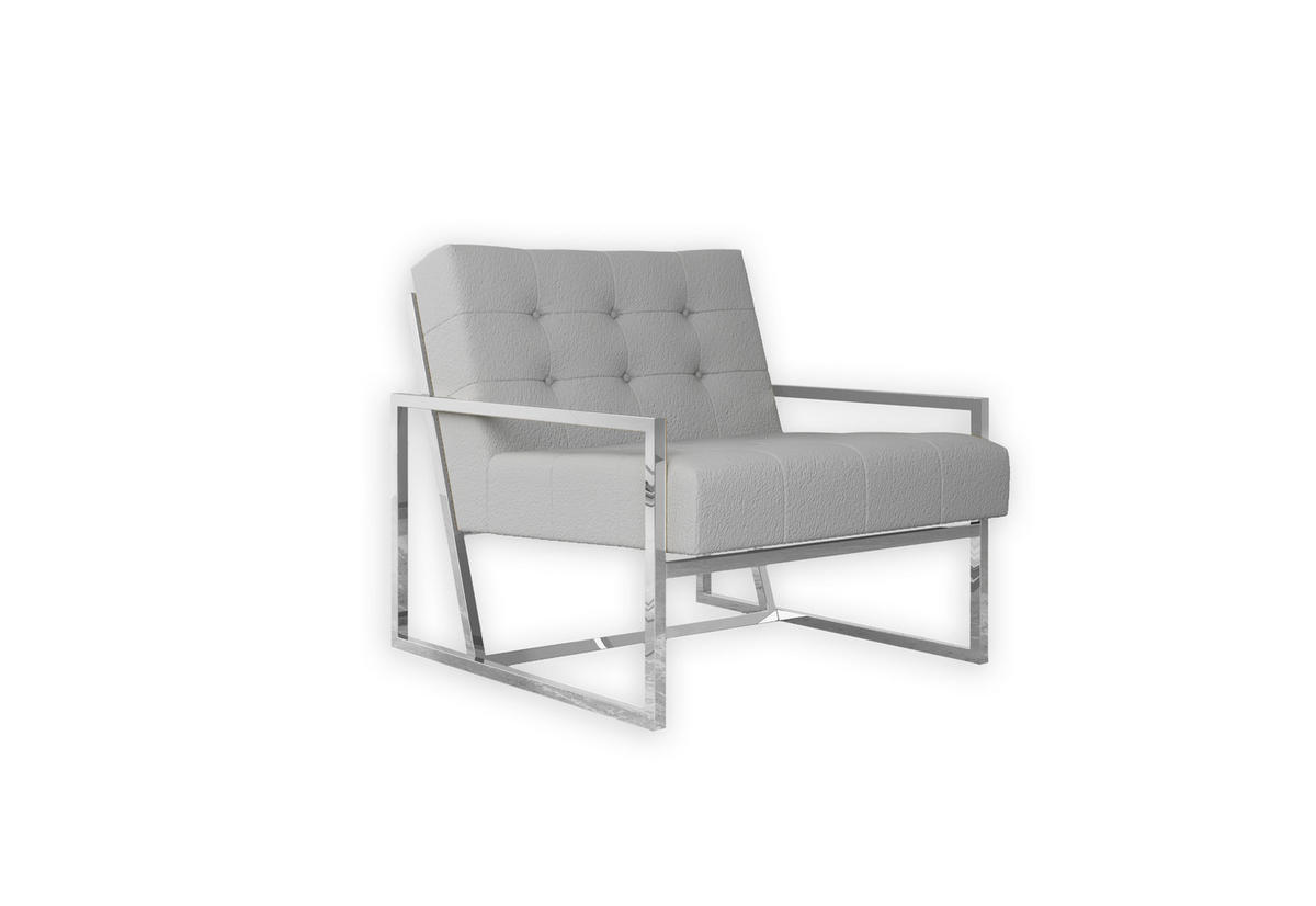 LOUNGESESSEL Duban Grau Bouclé-Stoff - Silberfarben/Grau, Holz/Textil (84/81/89cm) - S-Style Möbel