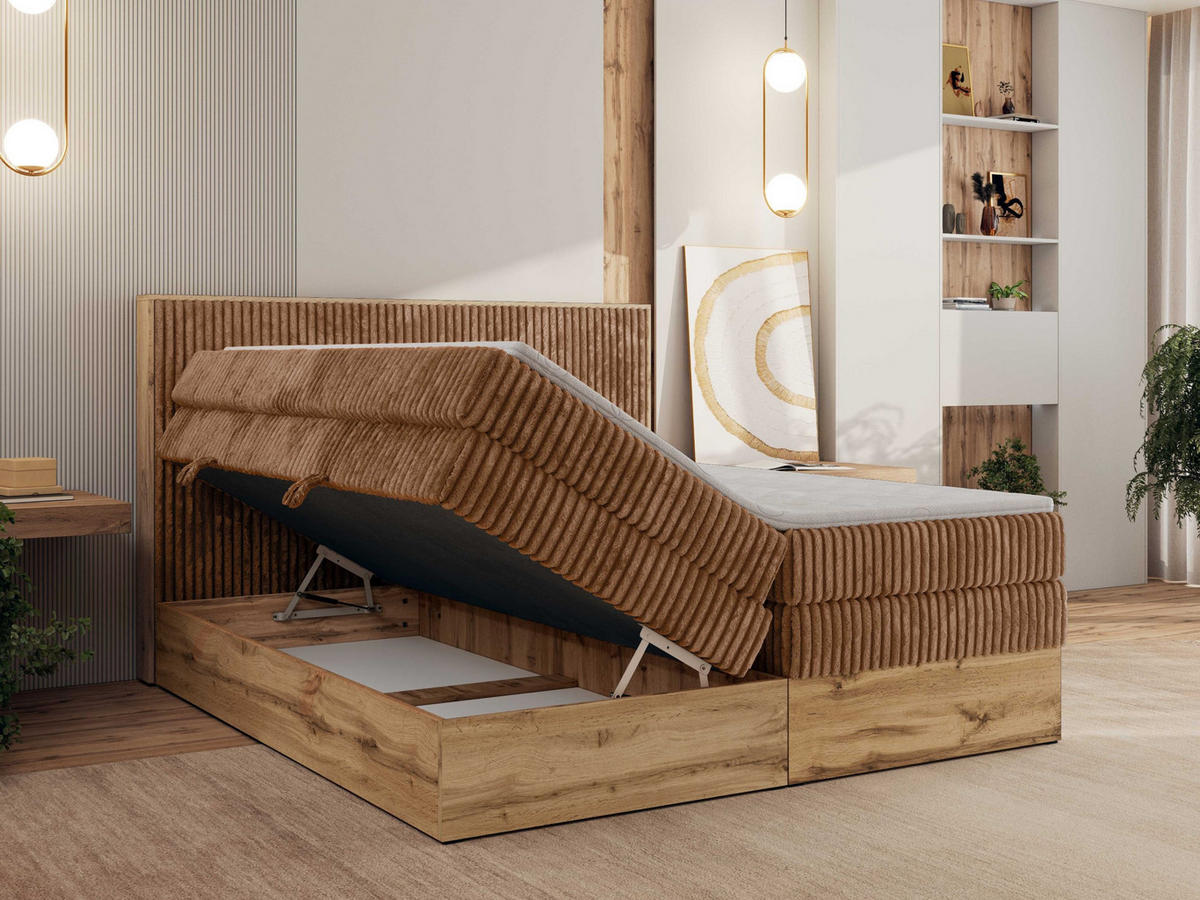 BOXBETT WOOD CLASSIC KING 140/200 - Orange Cord - H3 - Orange, Textil (140/200cm) - MKS