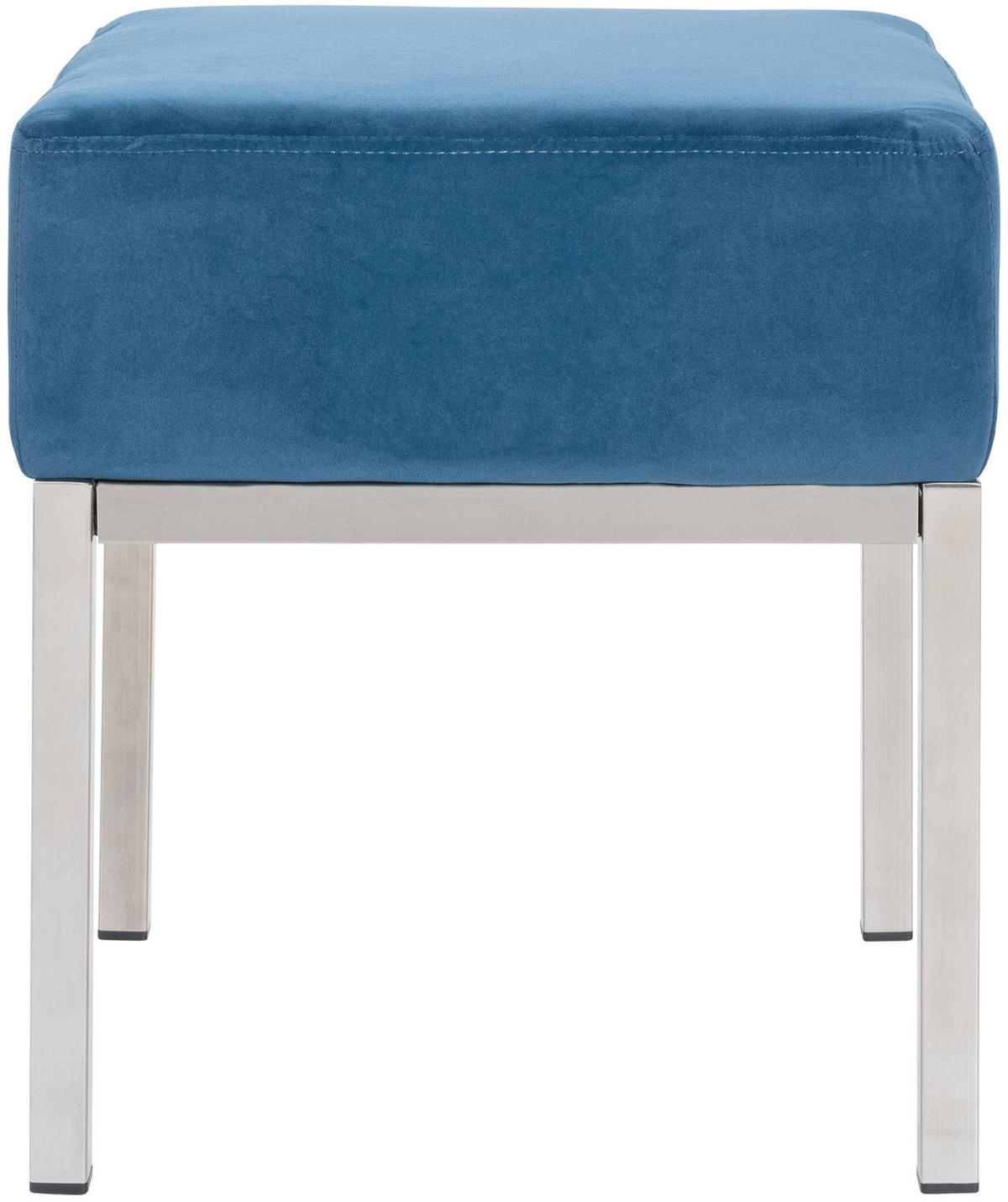 HOCKER eckig 40/40/46 cm Samt blau - Blau/Edelstahlfarben, Textil/Metall (40/46/40cm) - CLP